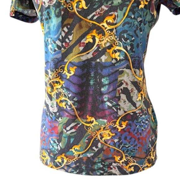 Versus Versace Womens T-Shirt Short Sleeve Baroque Pattern Multicolor Size M EUC - Picture 6 of 16